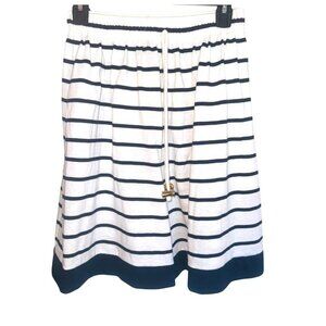 Peter Popovitch nautical Coastal Navy White Striped Cotton Drawstring Skort M